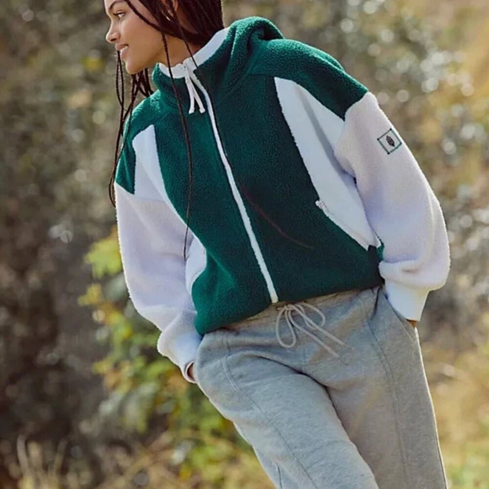 Free People FP Movement Hit the Slopes Hoodie Zip Fleece Sherpa M NWT $168